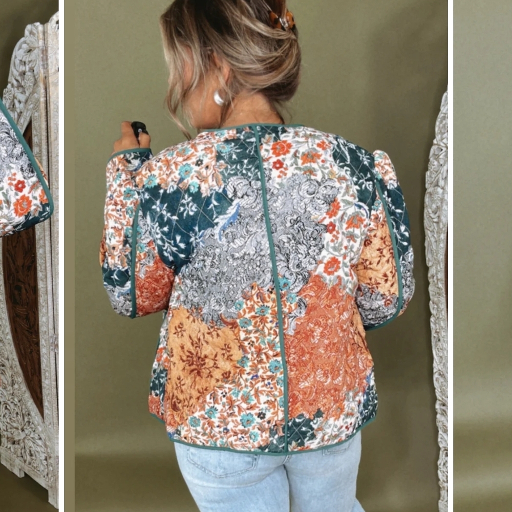 Colorful Floral Utility Jacket - Picture 3 of 7